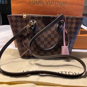 Louis Vuitton Brown Damier Canvas Tote with Pink Tag